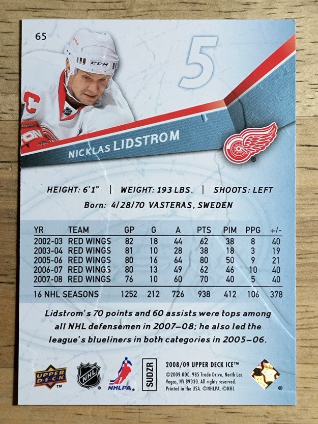 2008-09 Upper Deck Ice #65 Nicklas Lidstrom