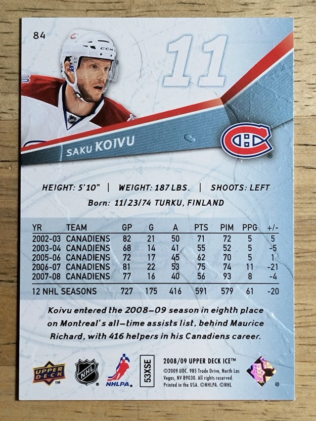 2008-09 Upper Deck Ice #84 Saku Koivu