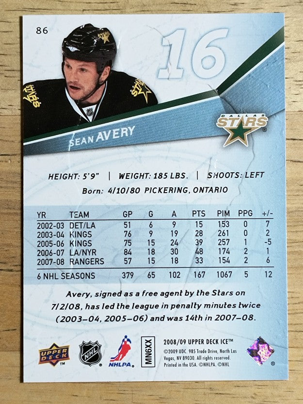 2008-09 Upper Deck Ice #86 Sean Avery