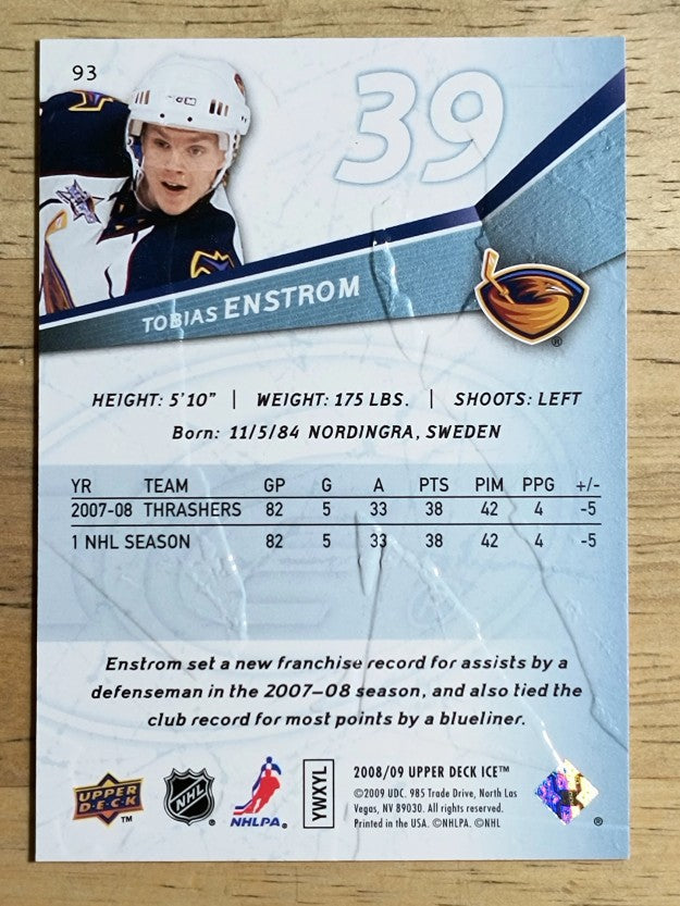 2008-09 Upper Deck Ice #93 Tobias Enstrom