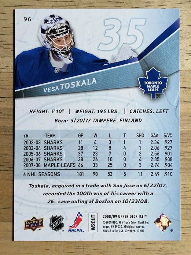 2008-09 Upper Deck Ice #96 Vesa Toskala