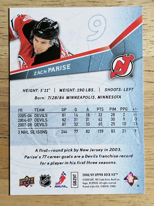 2008-09 Upper Deck Ice #99 Zach Parise