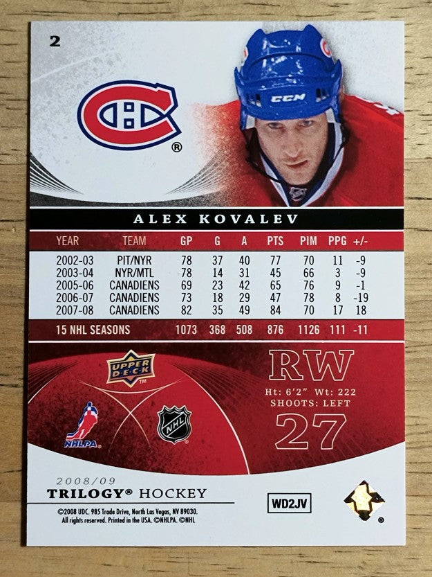 2008-09 Upper Deck Trilogy #2 Alex Kovalev