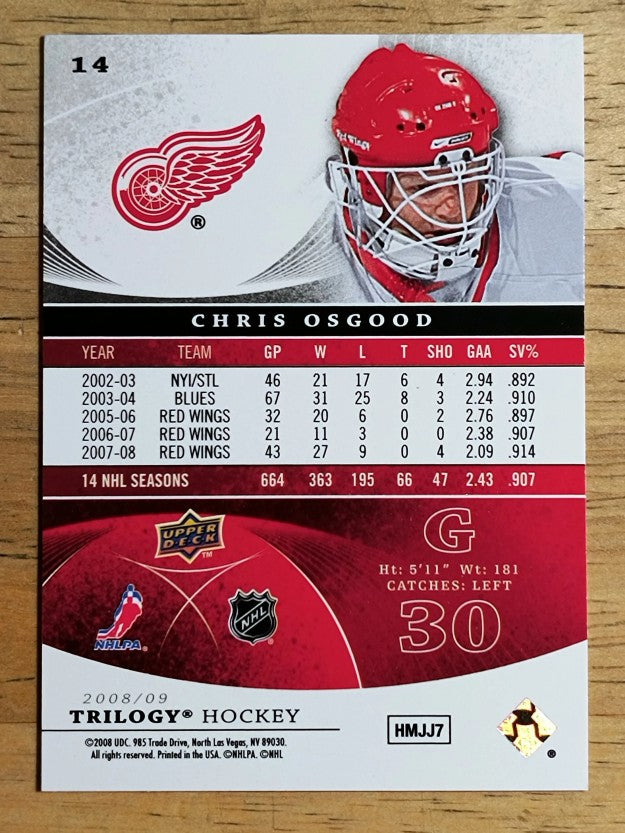2008-09 Upper Deck Trilogy #14 Chris Osgood