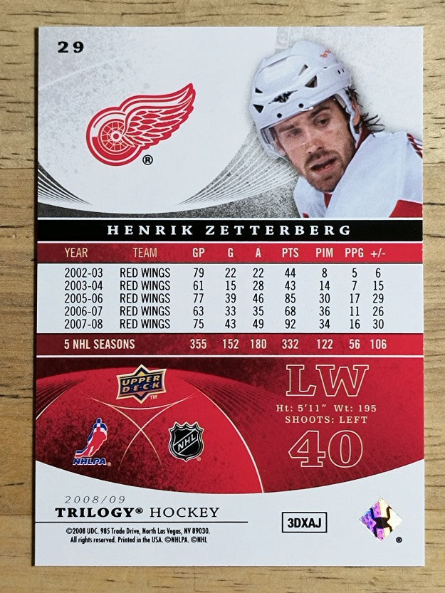 2008-09 Upper Deck Trilogy #29 Henrik Zetterberg