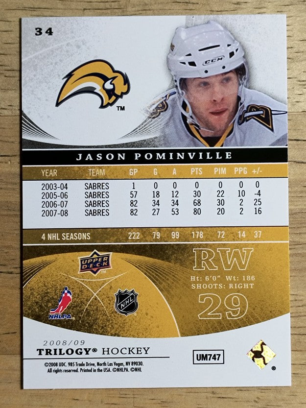 2008-09 Upper Deck Trilogy #34 Jason Pominville