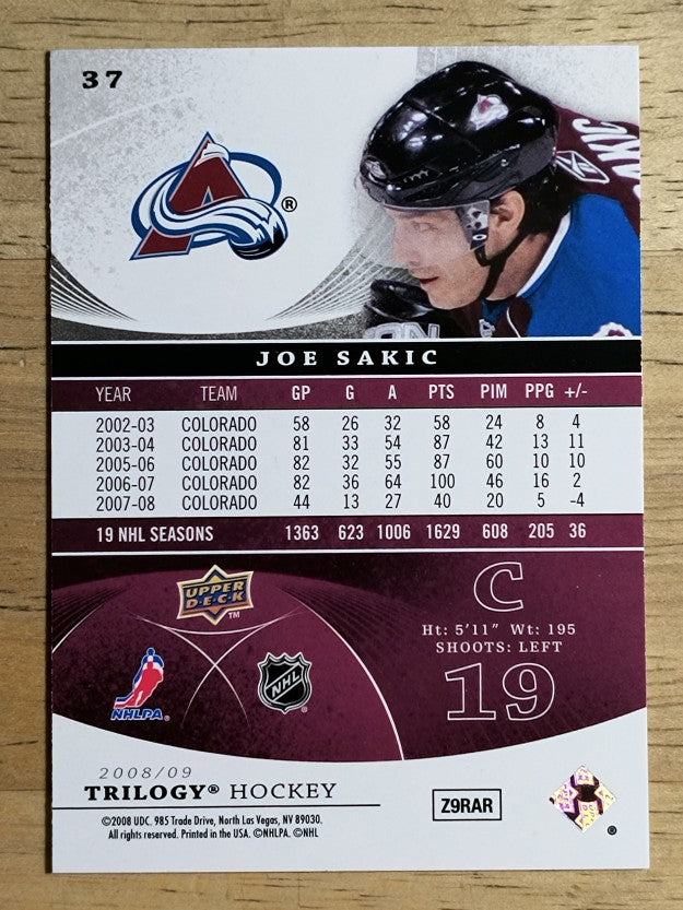 2008-09 Upper Deck Trilogy #37 Joe Sakic