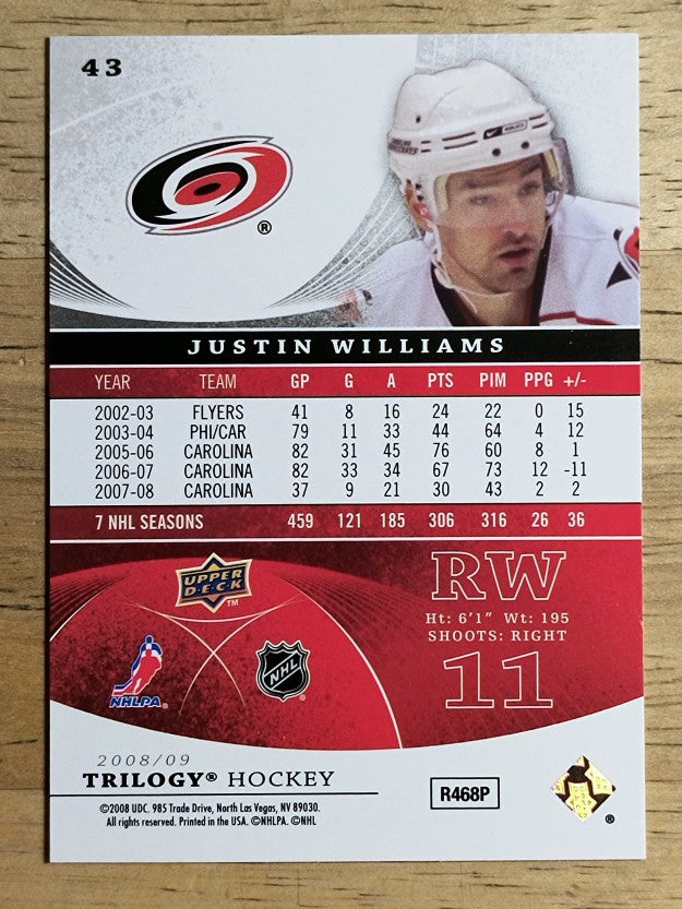 2008-09 Upper Deck Trilogy #43 Justin Williams
