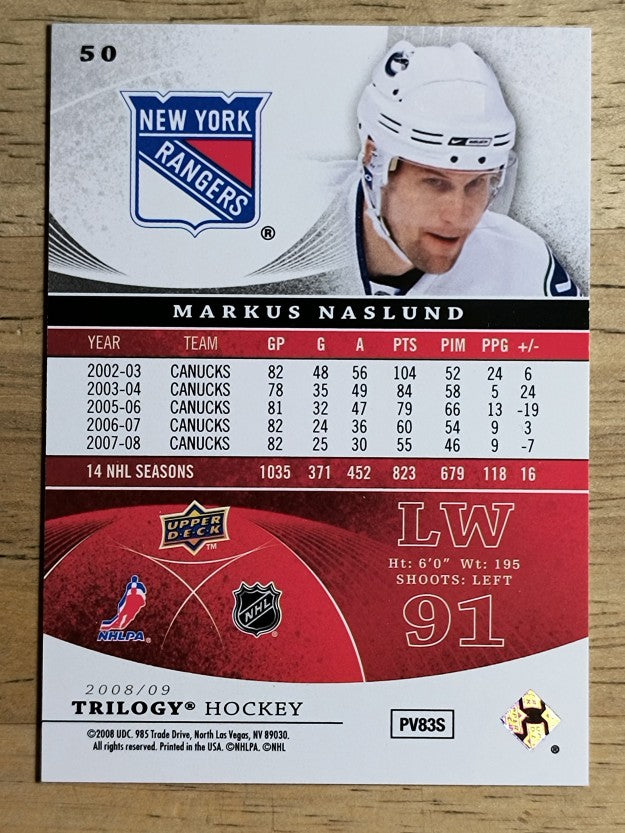 2008-09 Upper Deck Trilogy #50 Markus Naslund