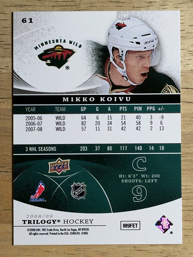 2008-09 Upper Deck Trilogy #61 Mikko Koivu