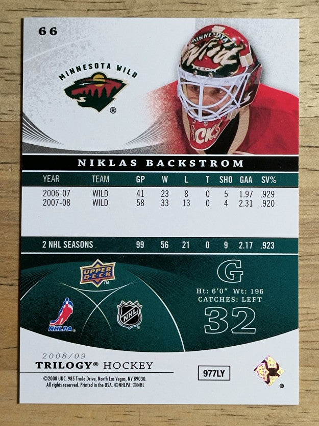 2008-09 Upper Deck Trilogy #66 Niklas Backstrom