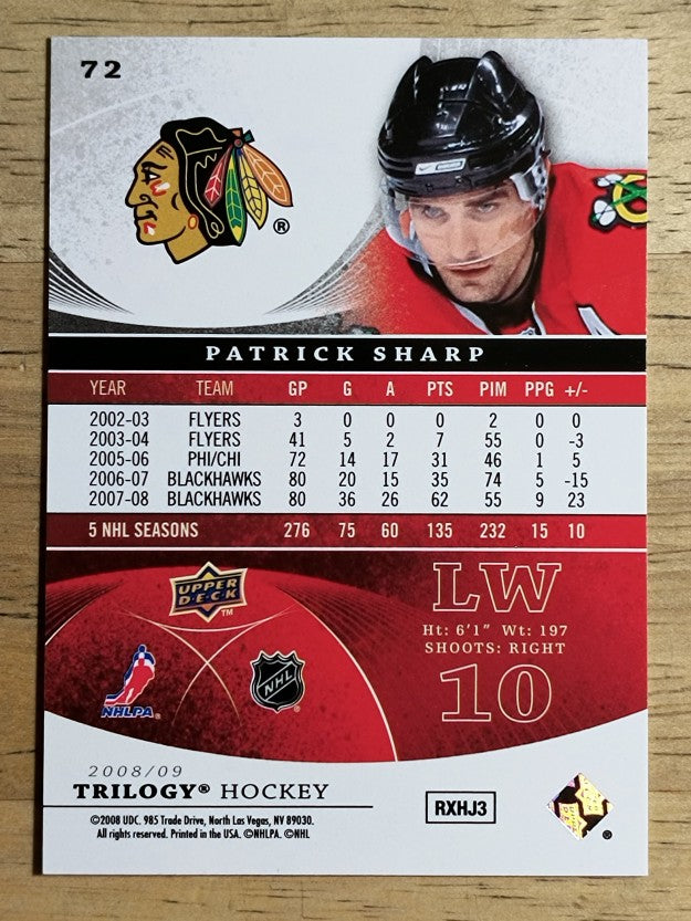 2008-09 Upper Deck Trilogy #72 Patrick Sharp