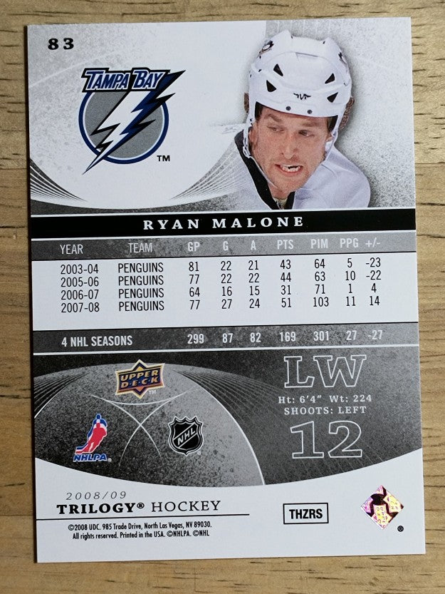 2008-09 Upper Deck Trilogy #83 Ryan Malone