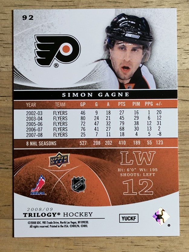 2008-09 Upper Deck Trilogy #92 Simon Gagne