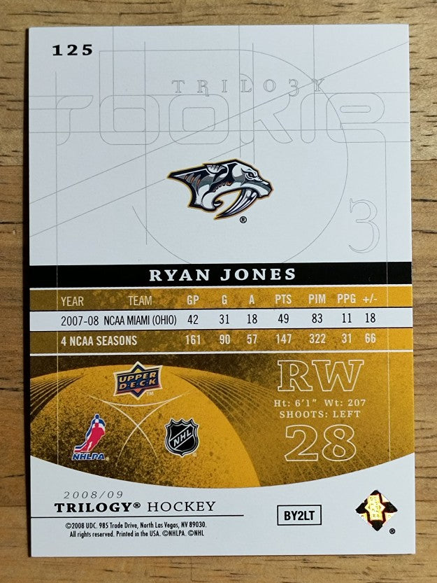2008-09 Upper Deck Trilogy #125 Ryan Jones RC