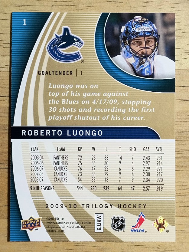 2009-10 Upper Deck Trilogy #1 Roberto Luongo