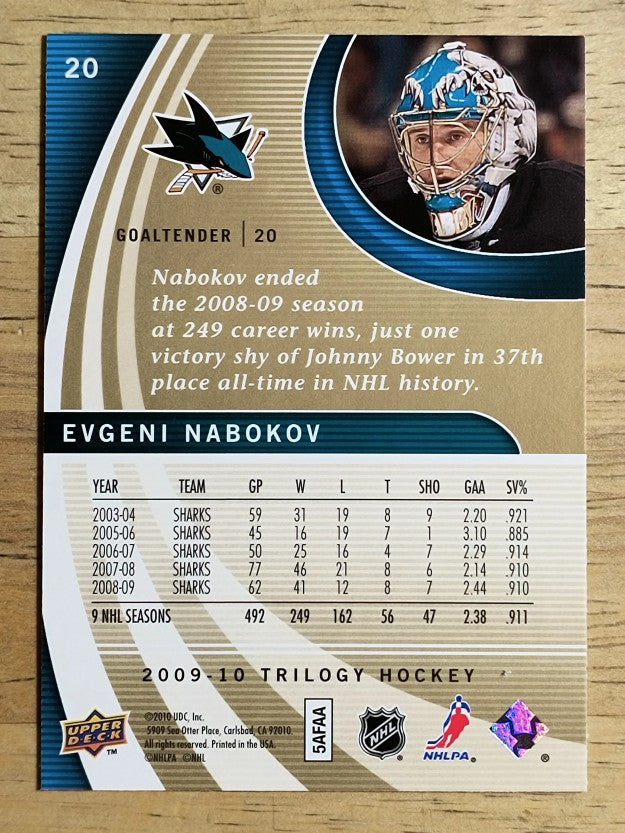 2009-10 Upper Deck Trilogy #20 Evgeni Nabokov
