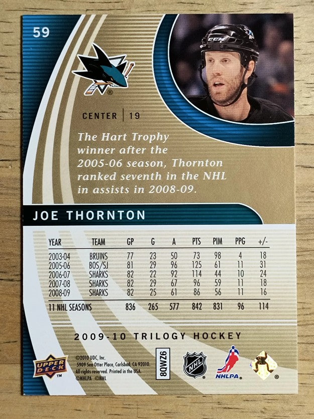 2009-10 Upper Deck Trilogy #59 Joe Thornton