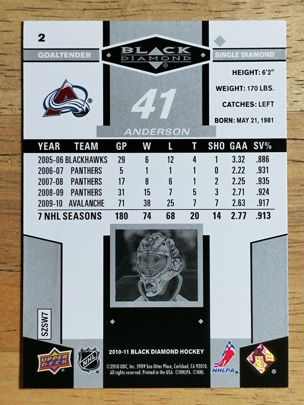 2010-11 Black Diamond #2 Craig Anderson