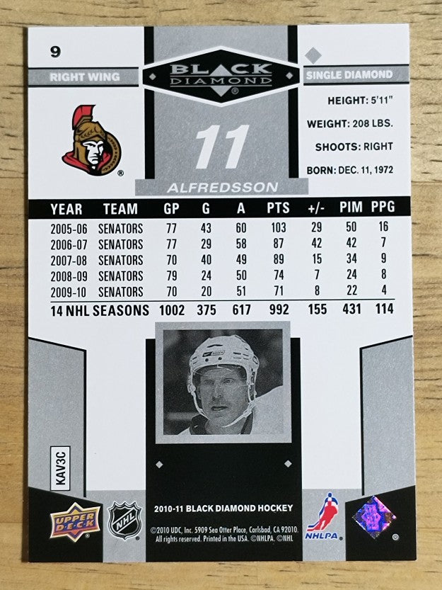 2010-11 Black Diamond #9 Daniel Alfredsson