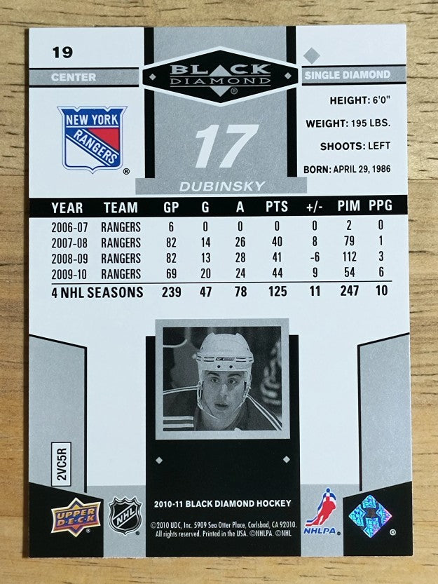 2010-11 Black Diamond #19 Brandon Dubinsky