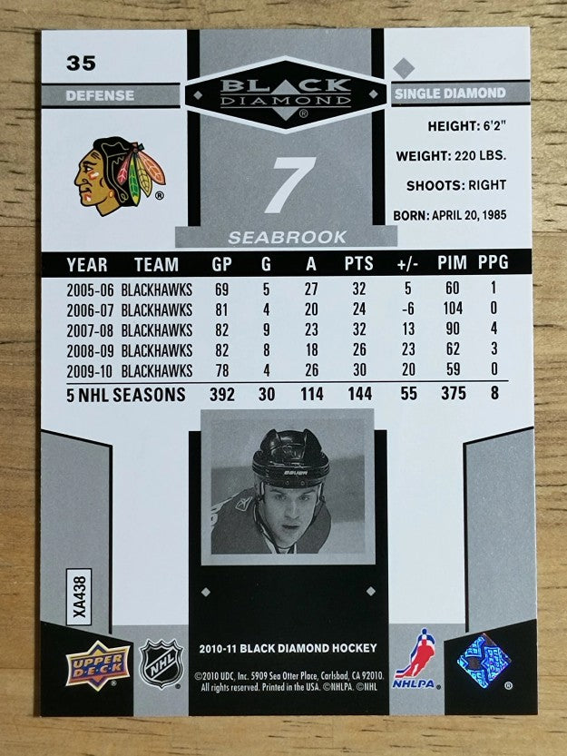 2010-11 Black Diamond #35 Brent Seabrook