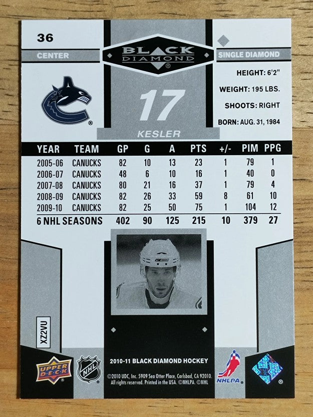 2010-11 Black Diamond #36 Ryan Kesler