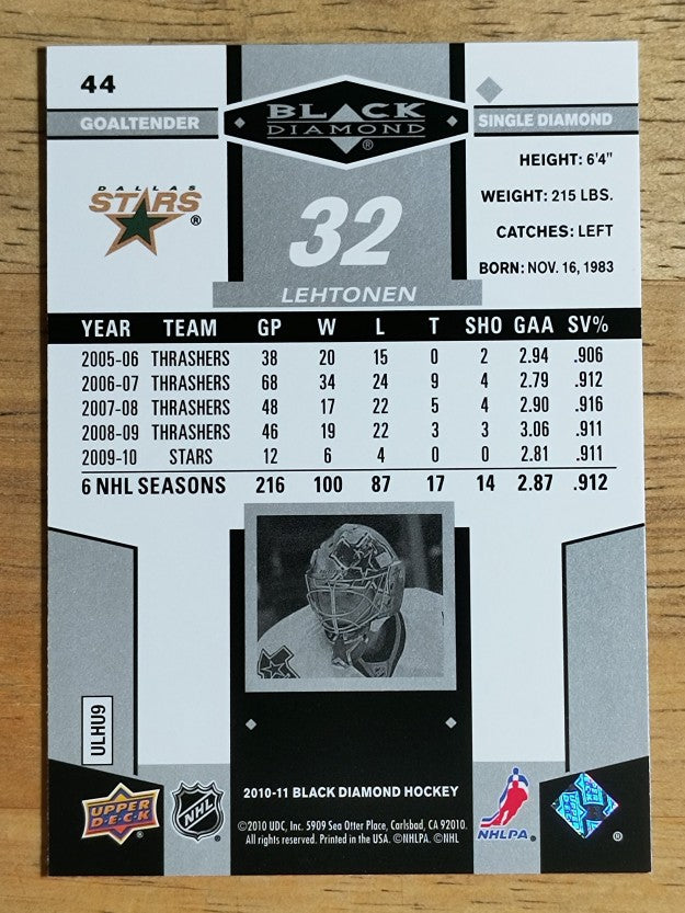 2010-11 Black Diamond #44 Kari Lehtonen