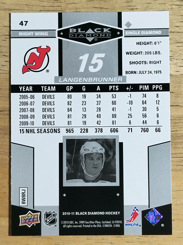 2010-11 Black Diamond #47 Jamie Langenbrunner