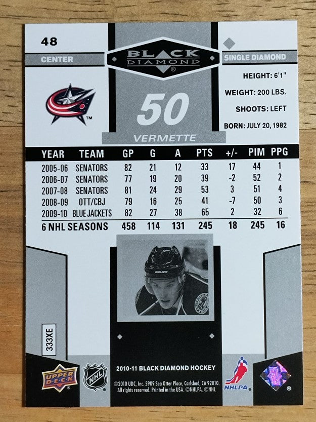 2010-11 Black Diamond #48 Antoine Vermette