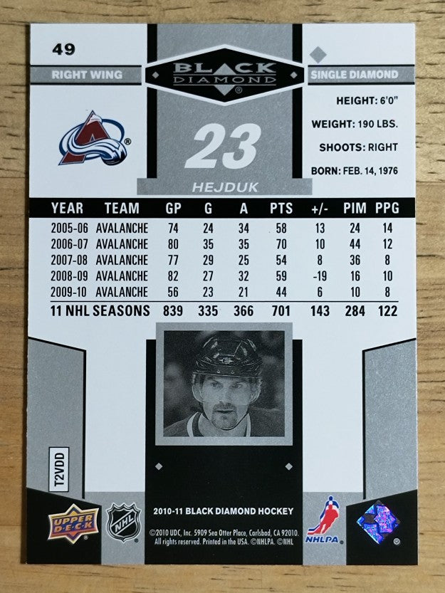 2010-11 Black Diamond #49 Milan Hejduk