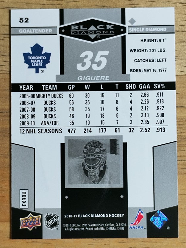 2010-11 Black Diamond #52 Jean-Sebastien Giguere