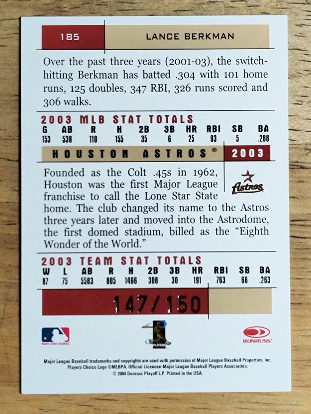2004 Donruss Team Heroes Showdown Bronze #185 Lance Berkman