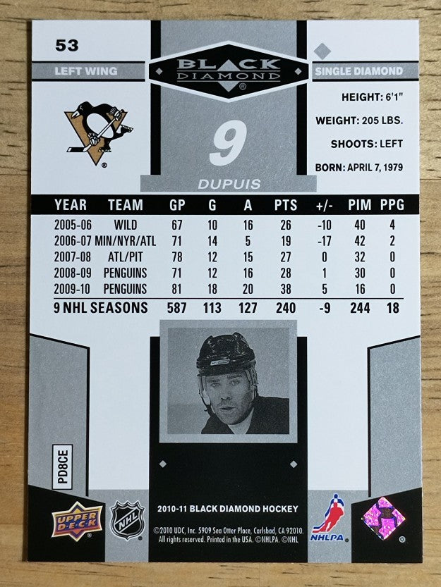2010-11 Black Diamond #53 Pascal Dupuis