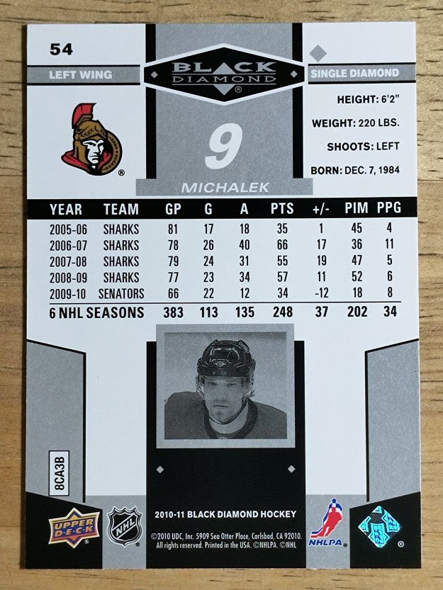 2010-11 Black Diamond #54 Milan Michalek