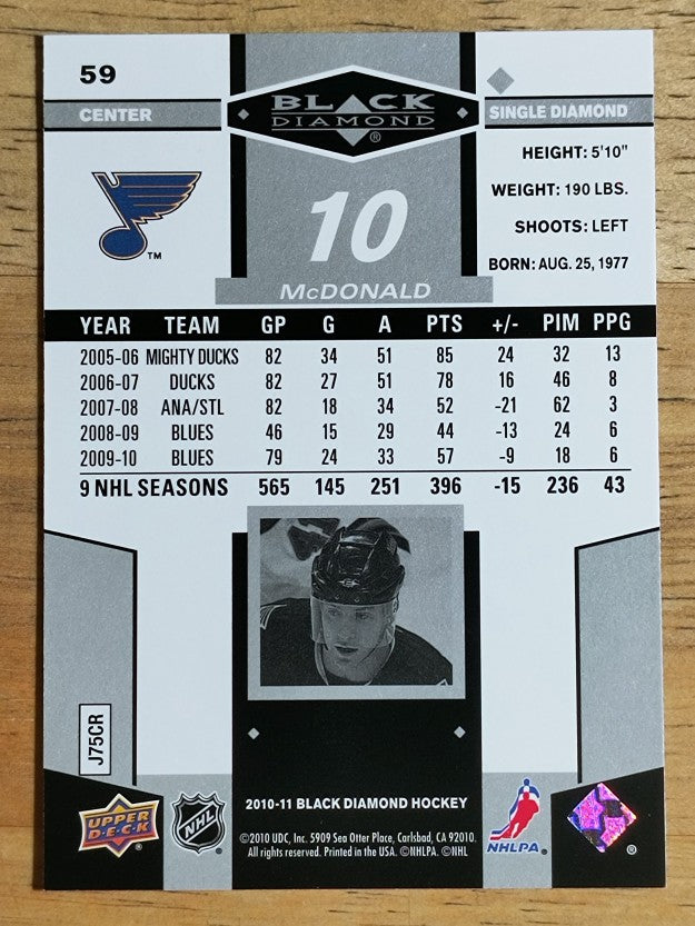 2010-11 Black Diamond #59 Andy McDonald