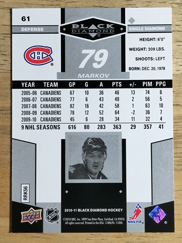 2010-11 Black Diamond #61 Andrei Markov