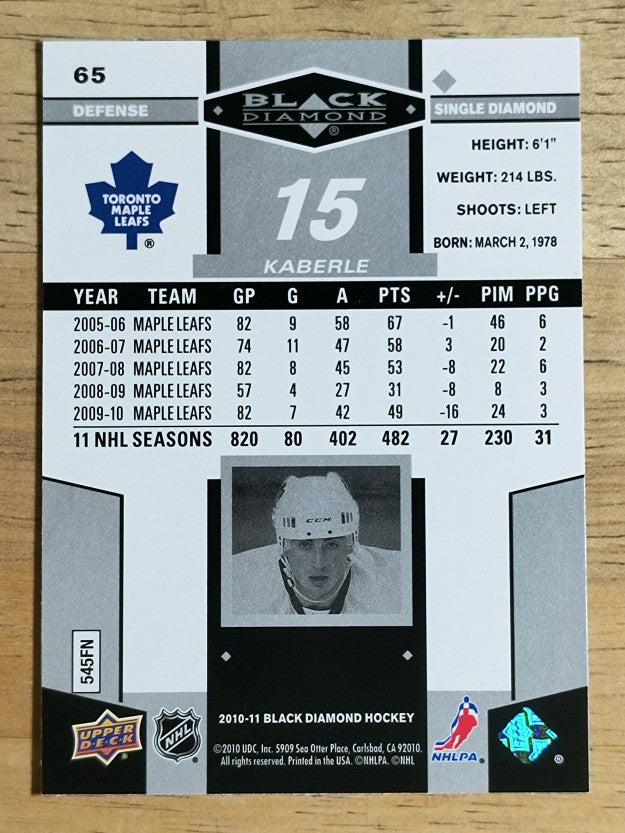 2010-11 Black Diamond #65 Tomas Kaberle