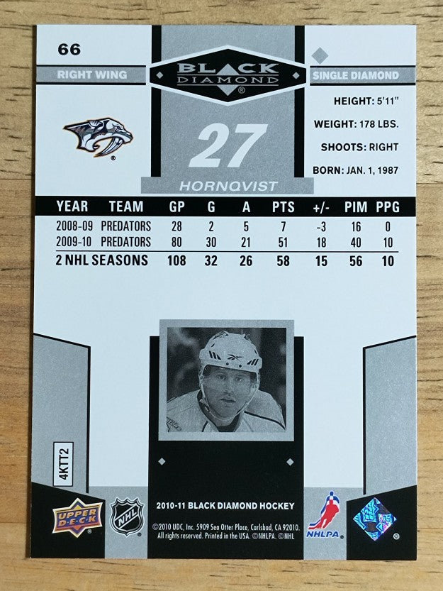 2010-11 Black Diamond #66 Patric Hornqvist