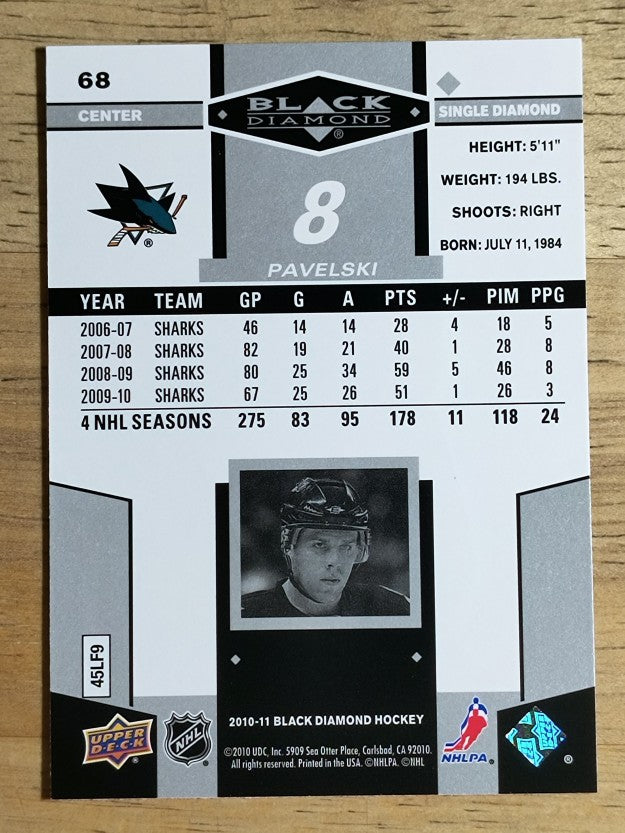 2010-11 Black Diamond #68 Joe Pavelski