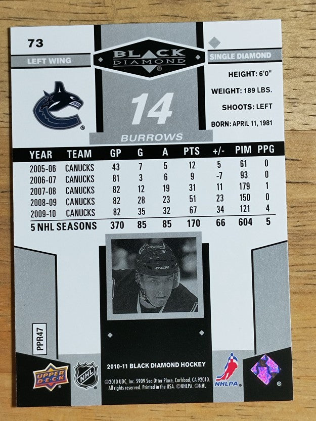 2010-11 Black Diamond #73 Alexandre Burrows
