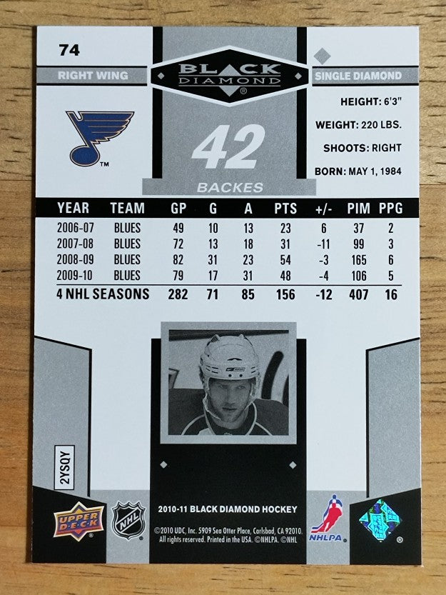 2010-11 Black Diamond #74 David Backes