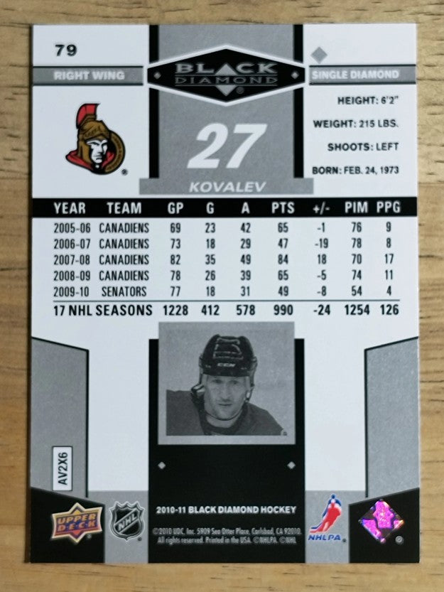 2010-11 Black Diamond #79 Alex Kovalev