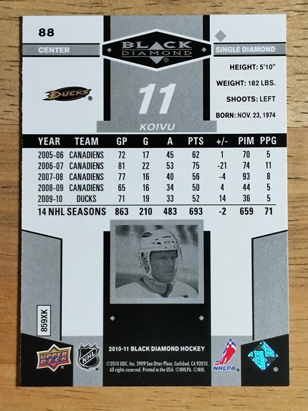 2010-11 Black Diamond #88 Saku Koivu