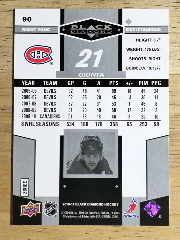 2010-11 Black Diamond #90 Brian Gionta