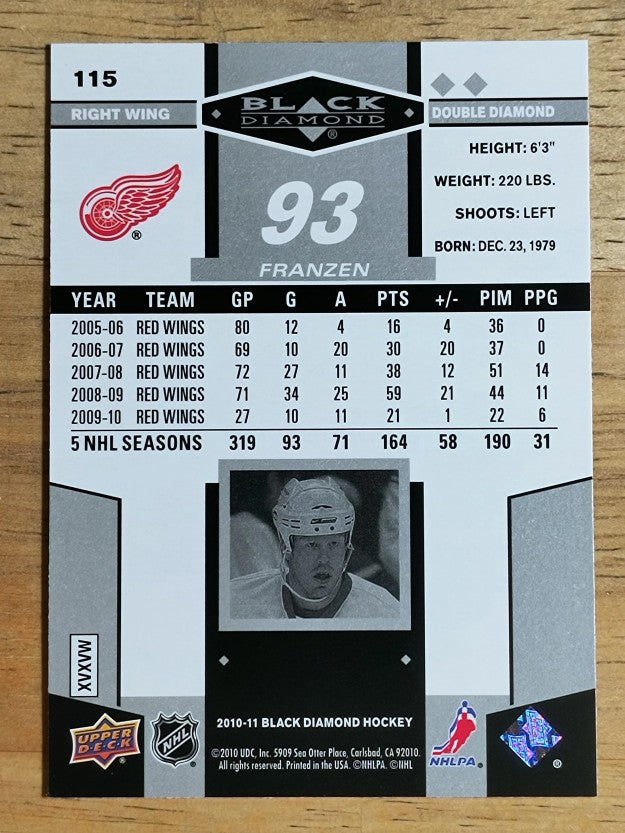 2010-11 Black Diamond #115 Johan Franzen