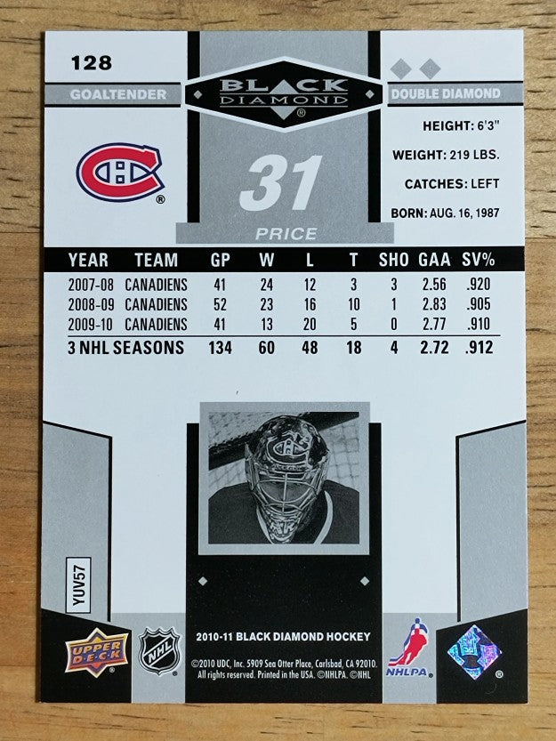 2010-11 Black Diamond #128 Carey Price