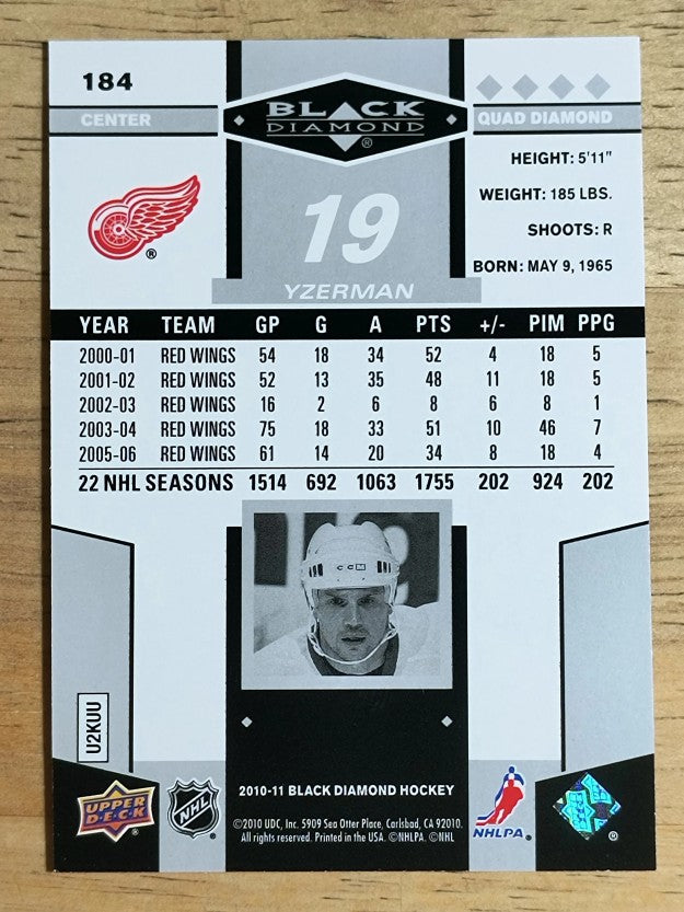 2010-11 Black Diamond #184 Steve Yzerman