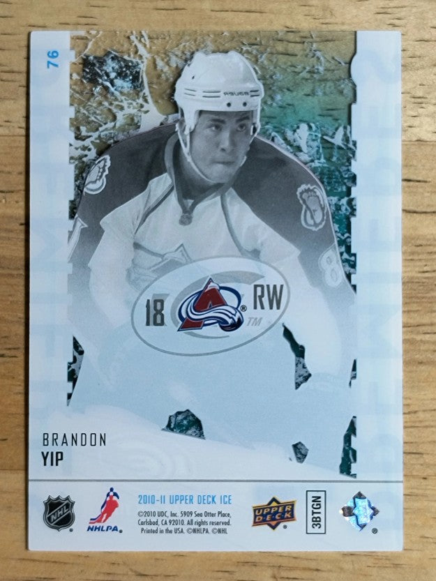 2010-11 Upper Deck Ice #76 Brandon Yip/999 B RC