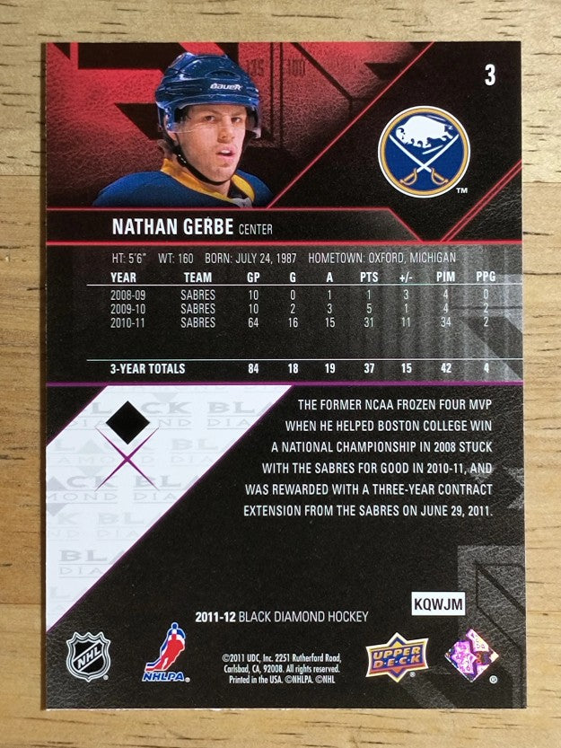 2011-12 Black Diamond #3 Nathan Gerbe